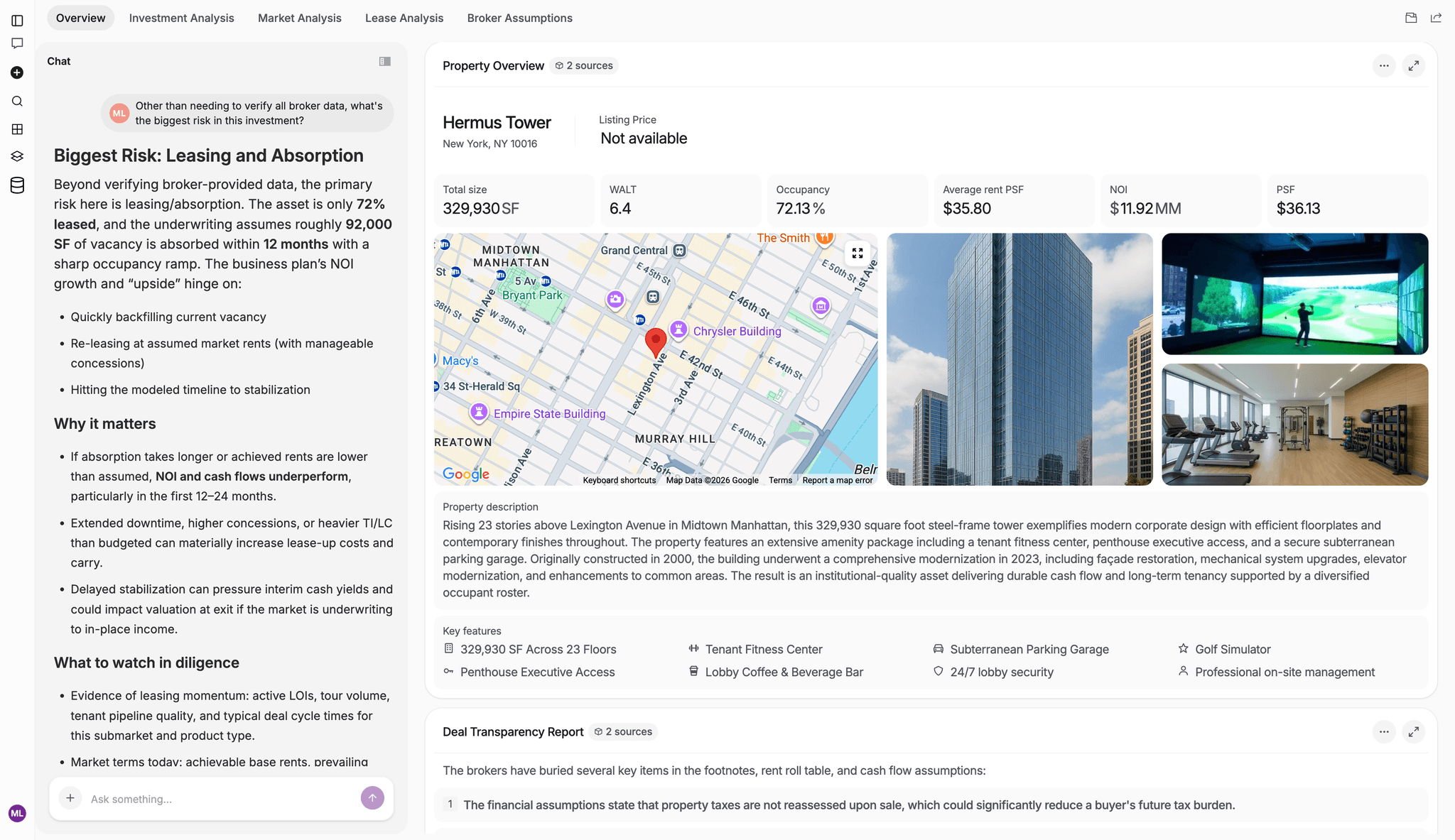 Aktus investment property acquisition analysis dashboard